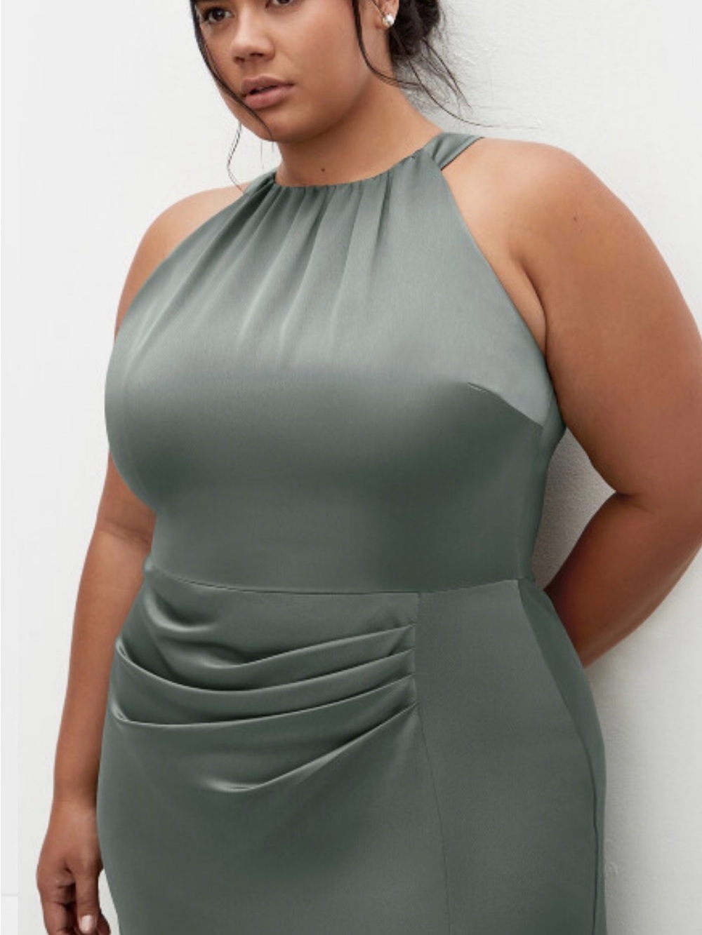 City Chic Plus Size Celina Halter Maxi Dress in Sage Green